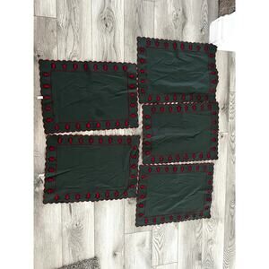 Set of 5 Christmas placemats with cutouts of Christmas trees country cottage